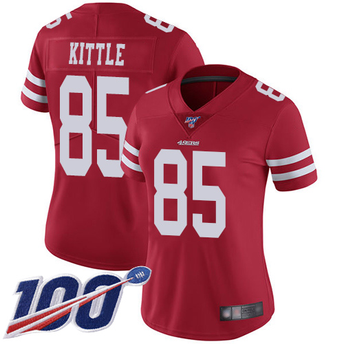 San Francisco 49ers Limited Red Women George Kittle Home NFL Jersey #85 100th Season Vapor Untouchable->youth nfl jersey->Youth Jersey